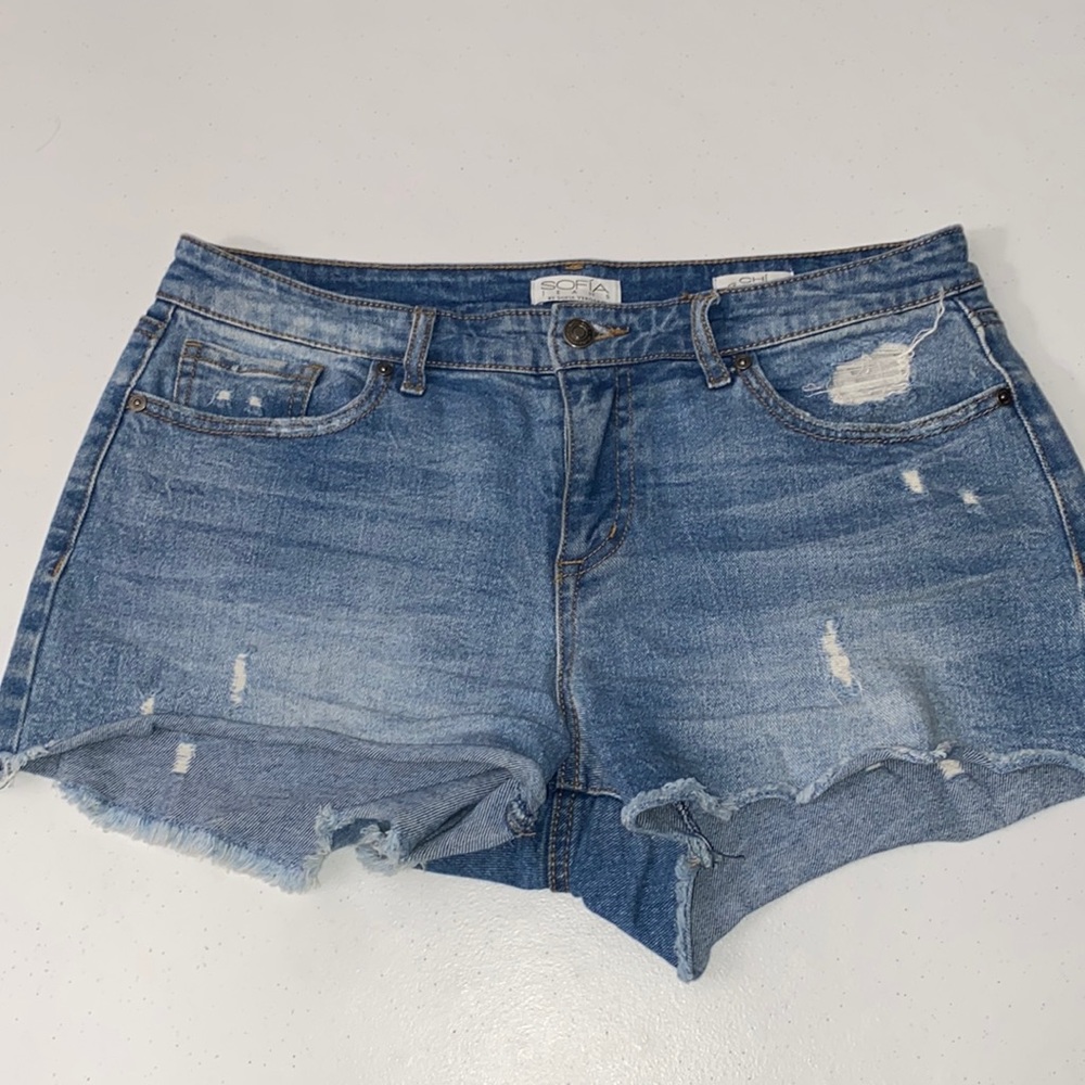 Sofia Jeans By Sofia Vergara Women’s Blue Jean Distressed Denim Shorts Size 6